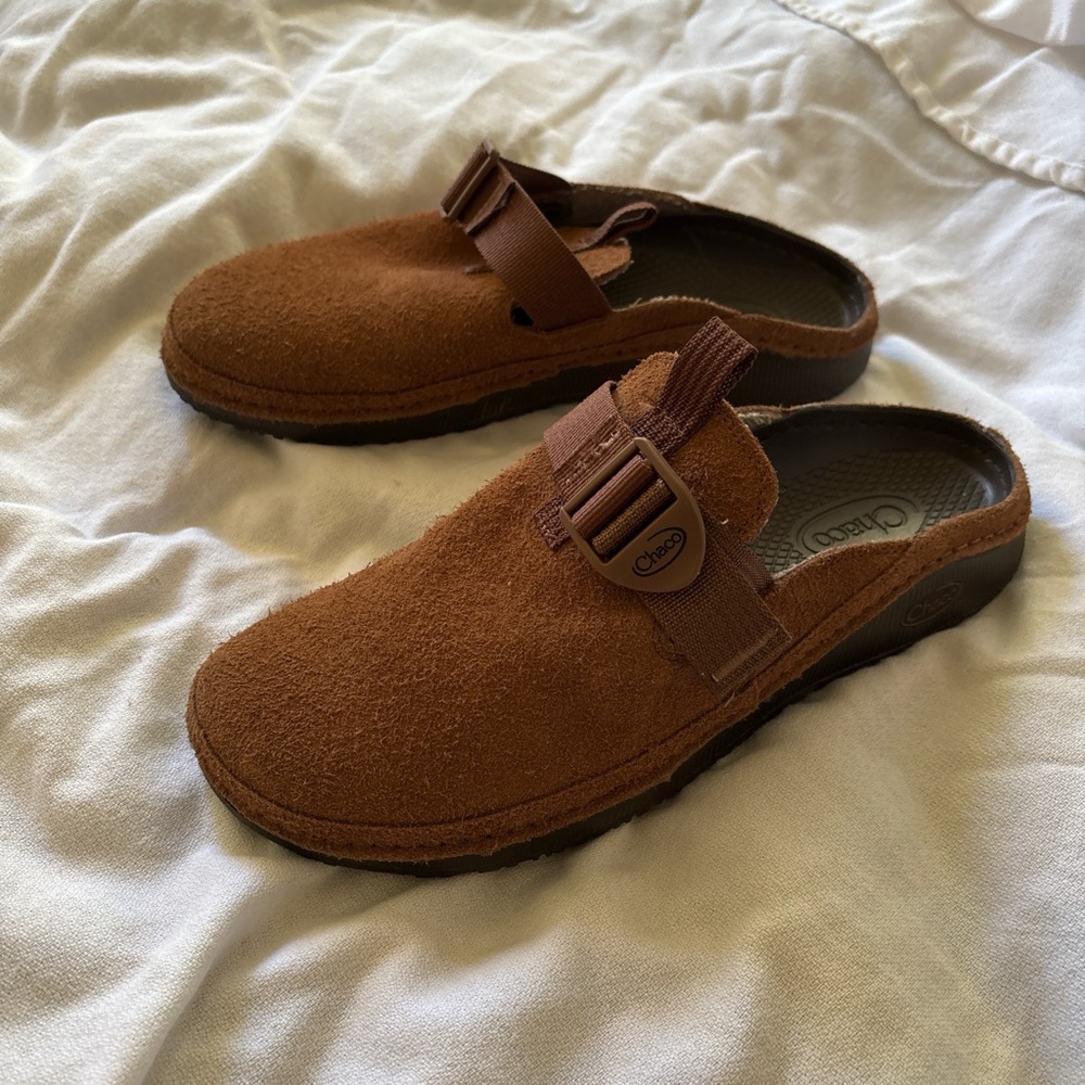 Womens Chaco Paonia leather suede mules slides clogs